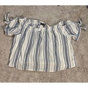 Lane Bryant Off Shoulder Blue and White Striped  Blouse Women’s Size 22/24 NWT